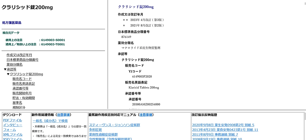 ゾクラーの医薬品説明書