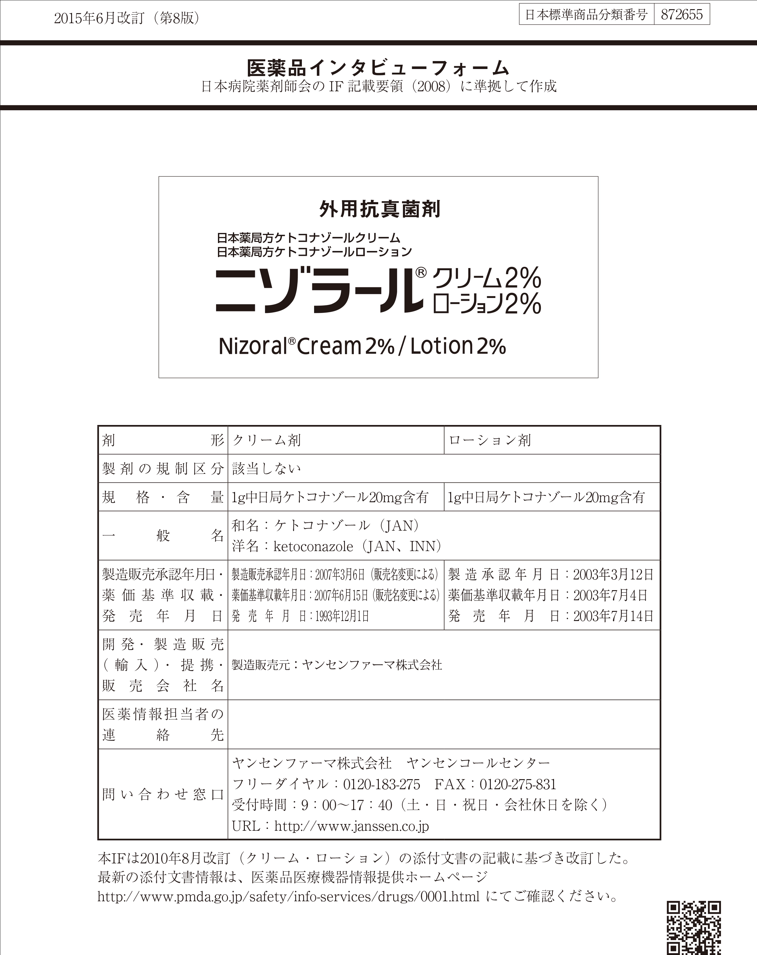 ニゾラールクリームの医薬品説明書