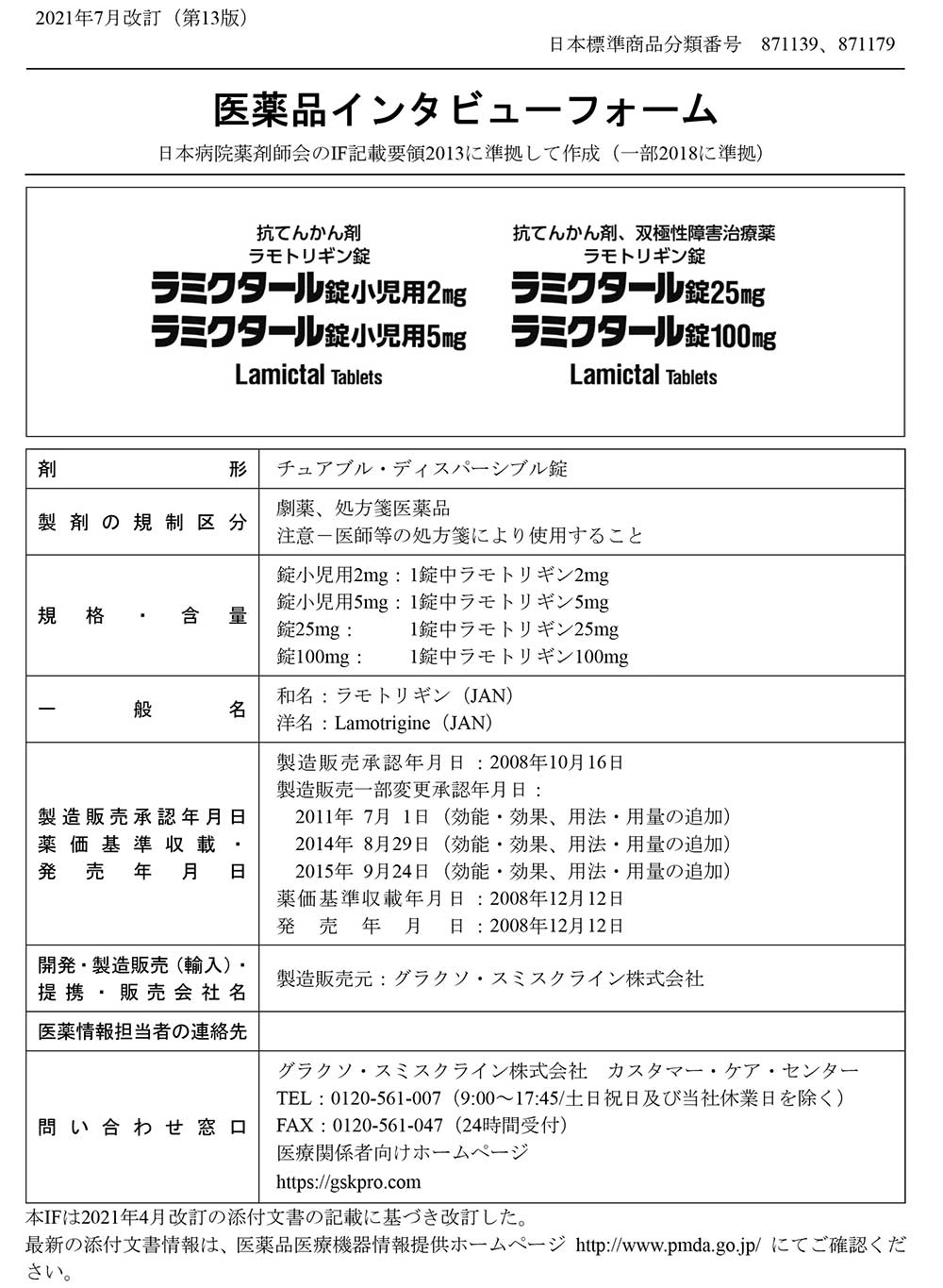 ラミクタールの医薬品説明書