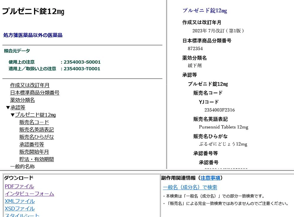 エックスラックスの医薬品説明書
